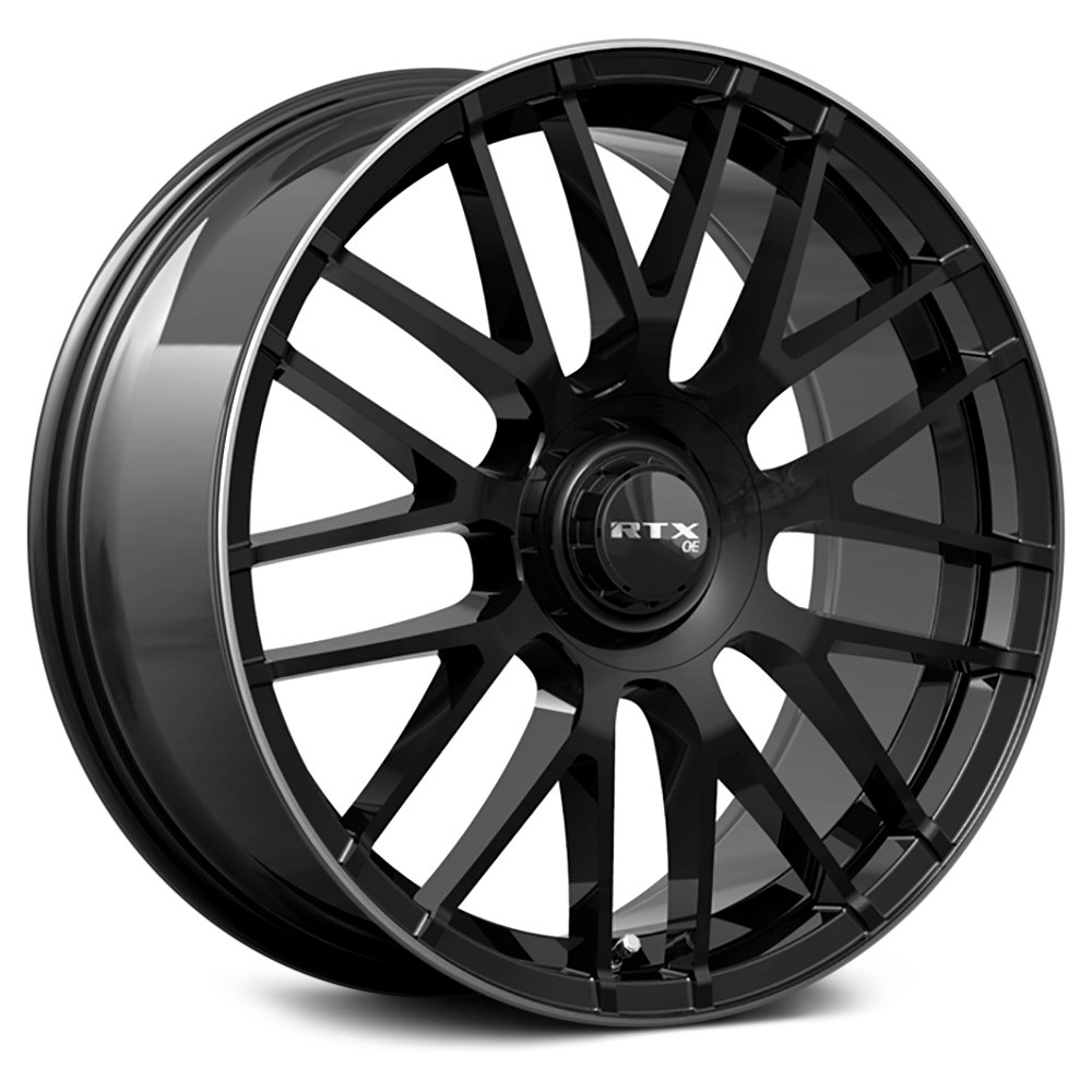 RTW083184 19 x 8.5 in. 5 Lug x 112 mm Bolt Pattern, 38 mm Offset & 66.6 mm Center Bore MB01 Gloss Black Machined Lip Aluminum Wheel