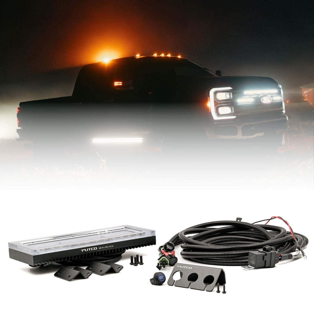 PUT960112-KIT Yellow Jacket Strobe Light Bar with Plug-N-Play Harness - Yellow & White - 12 x 4.5 in.