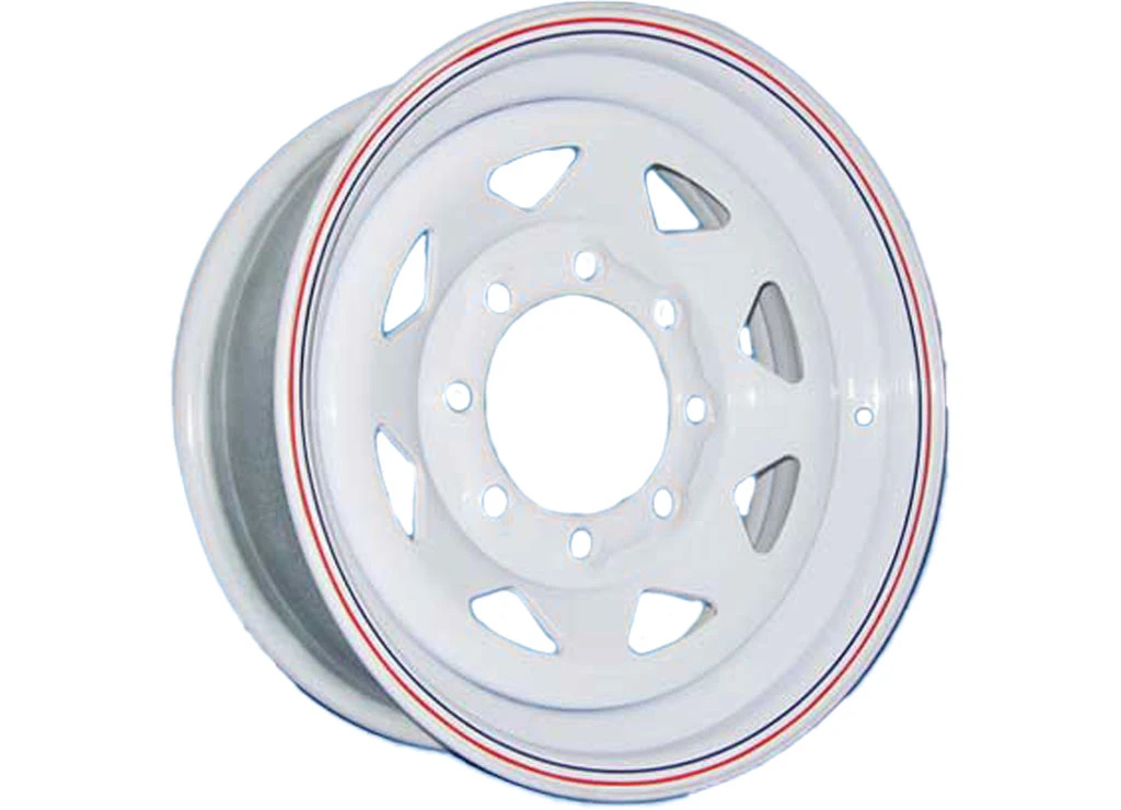 TWRRT3813 8 x 6.5 in. Bolt Pattern 0 mm Offset 4.90 in. Center Bore 16 x 6 in. 8-Spoke Wheel Rim, White - 4080 lbs