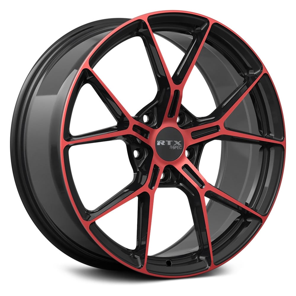 RTW083316 20 x 9 in. 5 Lug x 114.3 mm Bolt Pattern, 35 mm Offset & 73.1 mm Center Bore RS01 Gloss Black Machined Red Aluminum Wheel