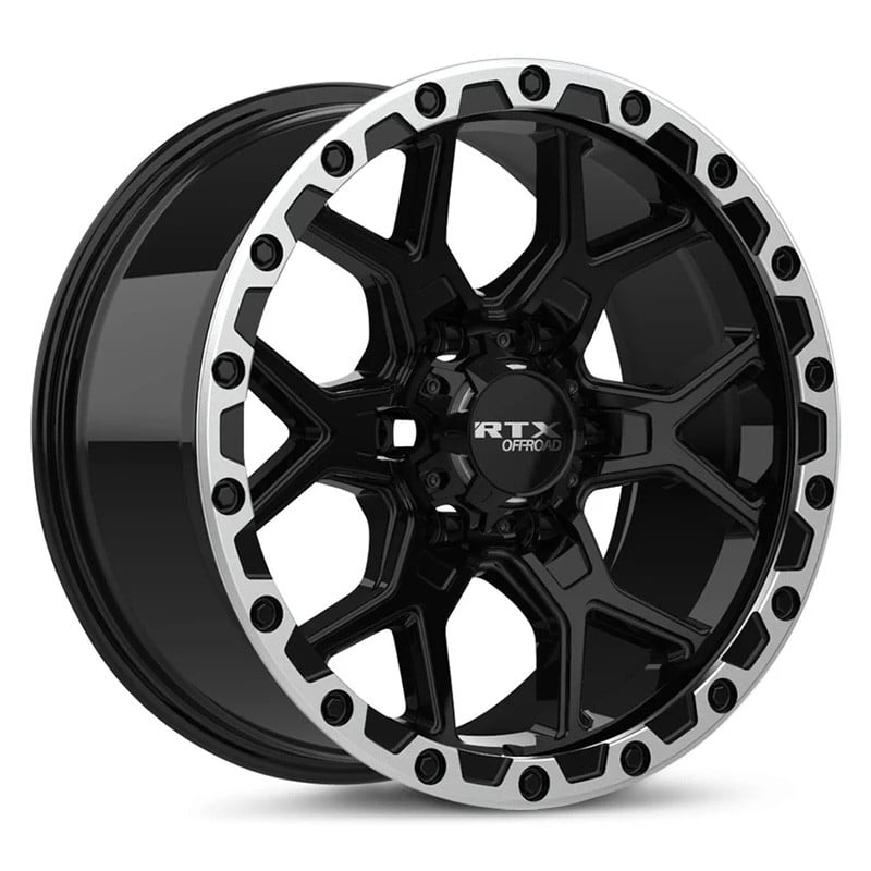 RTW178610 17 x 8.5 in. 6 Lug x 139.7 mm Bolt Pattern, 20 mm Offset & 106.1 mm Center Bore Storm Gloss Black Milled with Machined Lip Wheel
