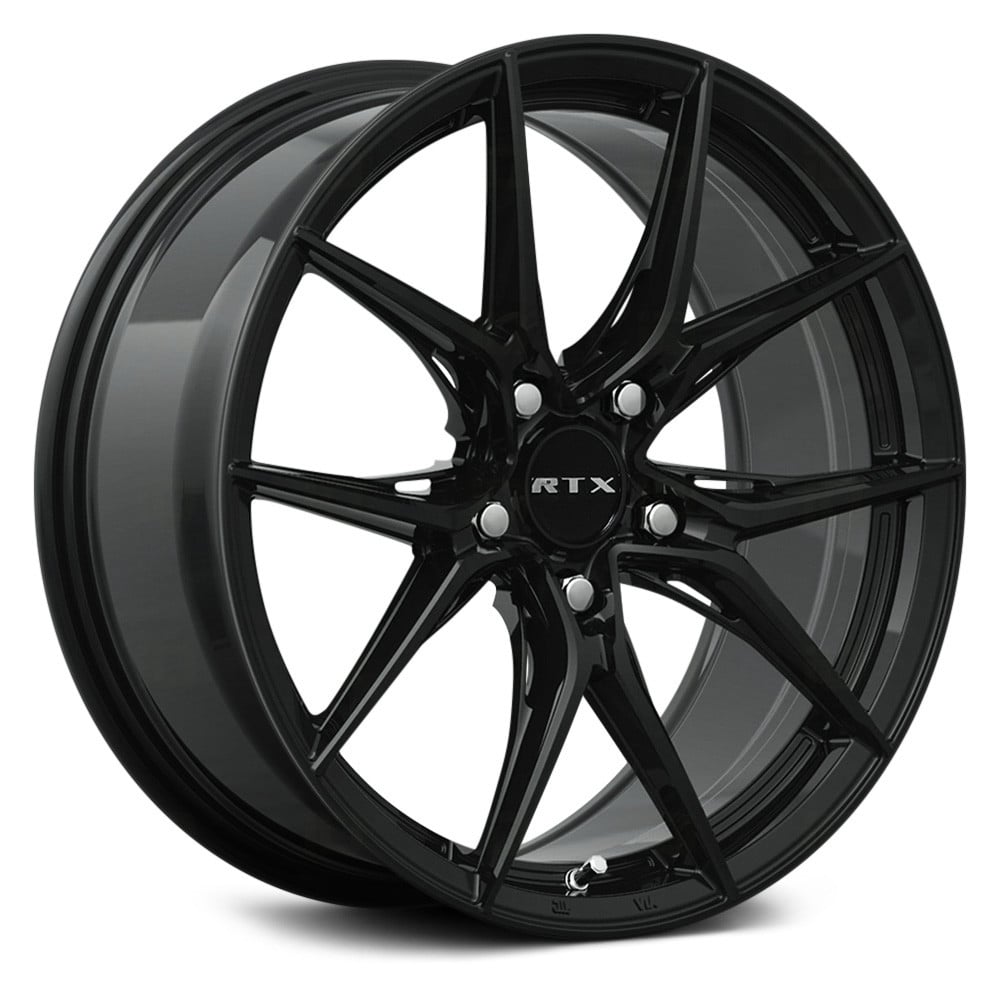 RTW082919 16 x 7 in. 5 Lug x 114.3 mm Bolt Pattern, 40 mm Offset & 73.1 mm Center Bore Slick Gloss Black Aluminum Wheel