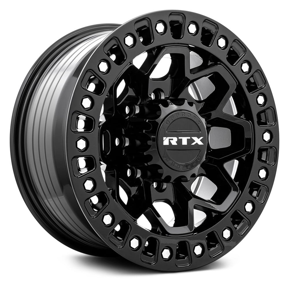 RTW083194 18 x 9 in. 8 Lug x 180 mm Bolt Pattern, 20 mm Offset & 125.1 mm Center Bore Zion Gloss Black Milled Rivet Aluminum Wheel