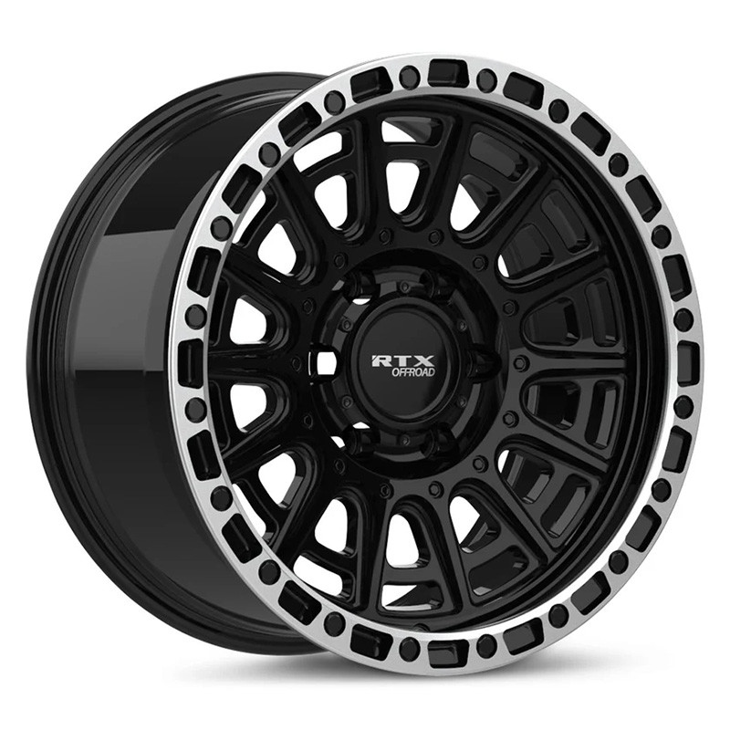 RTW178609 17 x 8.5 in. 6 Lug x 139.7 mm Bolt Pattern, 10 mm Offset & 106.1 mm Center Bore Striker Gloss Black Milled with Machined Lip Wheel