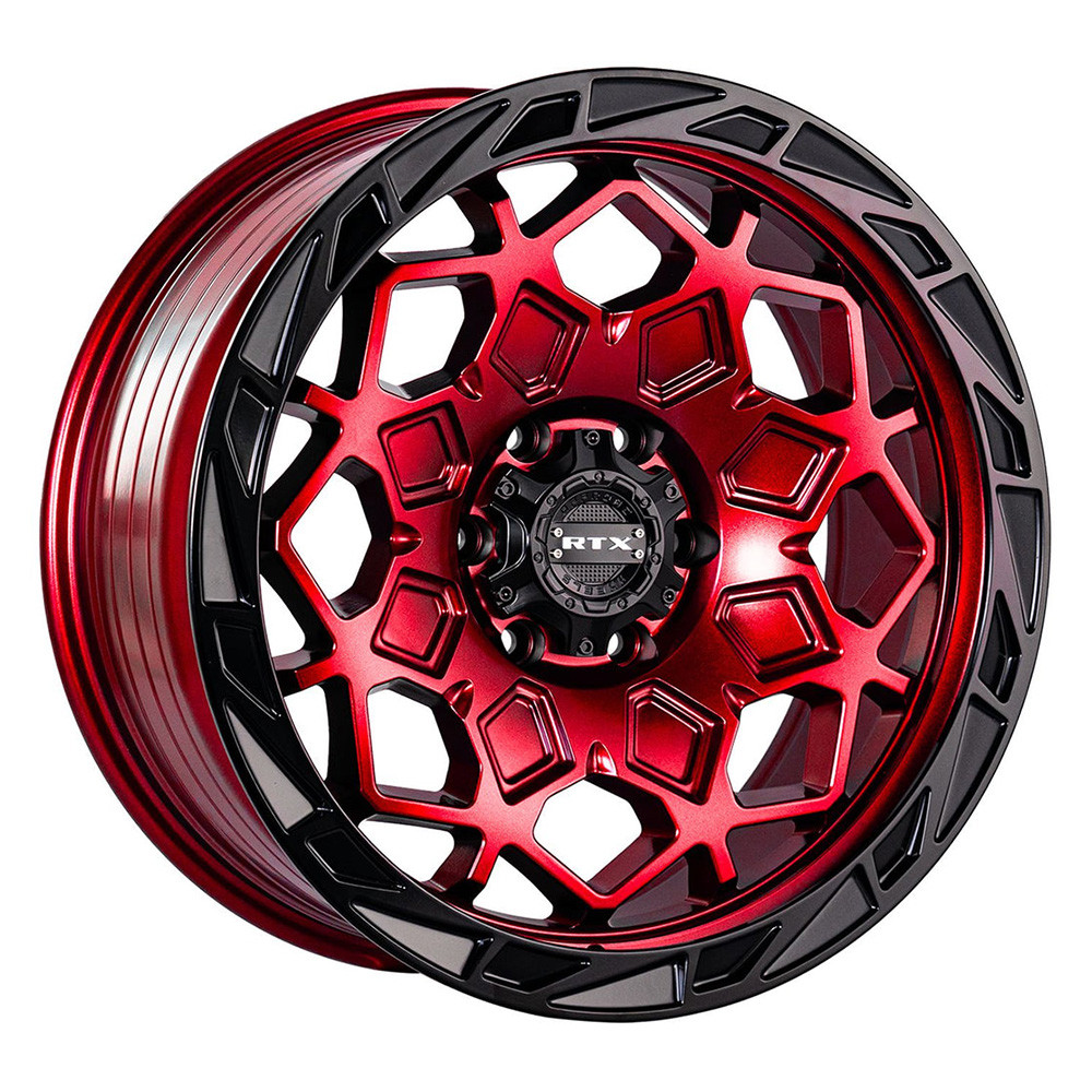 RTW083559 17 x 9 in. 5 Lug x 127 mm Bolt Pattern, 15 mm Offset & 71.5 mm Center Bore Spade Candy Red Black Lip Aluminum Wheel