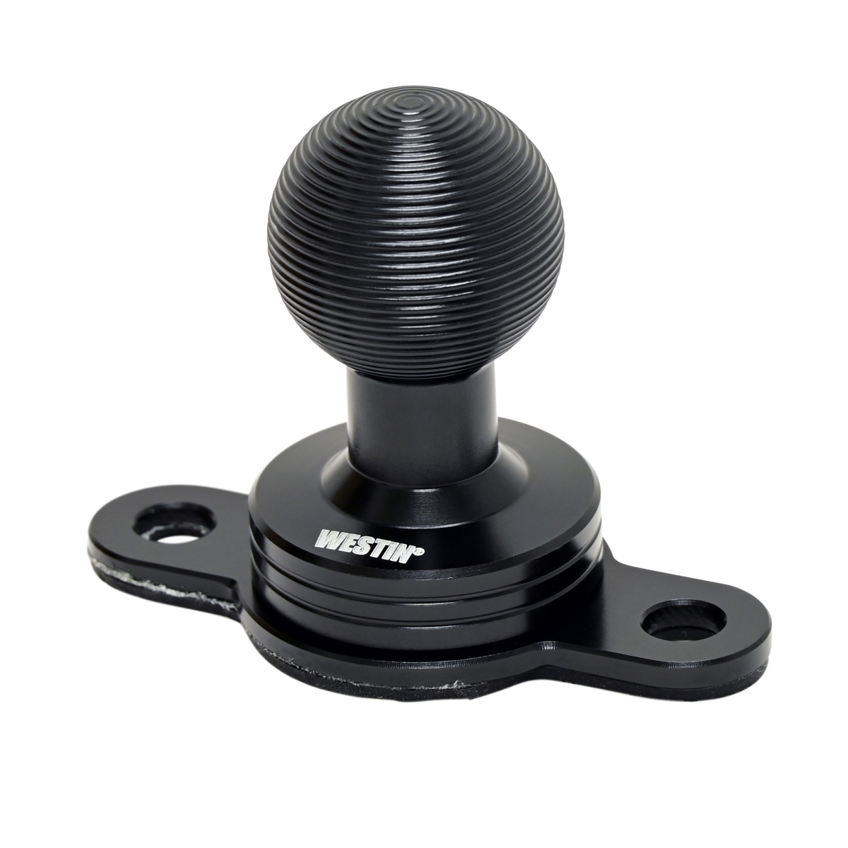 WES10-21005 20 mm & Ball 38 mm AMPS Pattern 2-Hole Ball Mounting Base, Semigloss Black