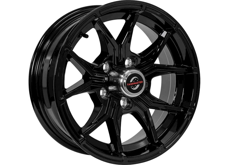 15 x 6 in. 5 x 4.5 in. Bolt Pattern 3.19 in. Center Bore 5-Fork Aluminum Trailer Wheel Rim, Full Paint Black - 2835 lbs