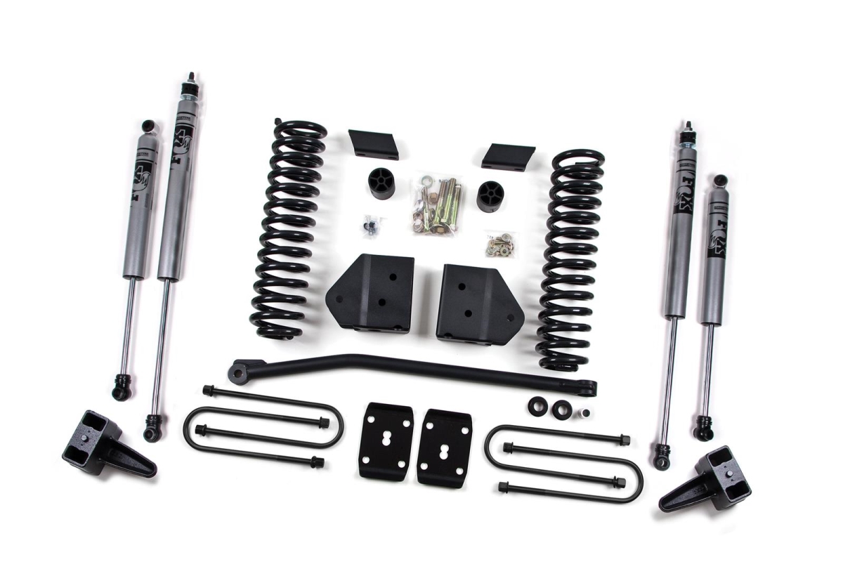 ZORF17F 4 in. Front Coils & Rear Block Suspension Lift Kit with Overload Fox Shocks for 2011 Ford F250 & 350