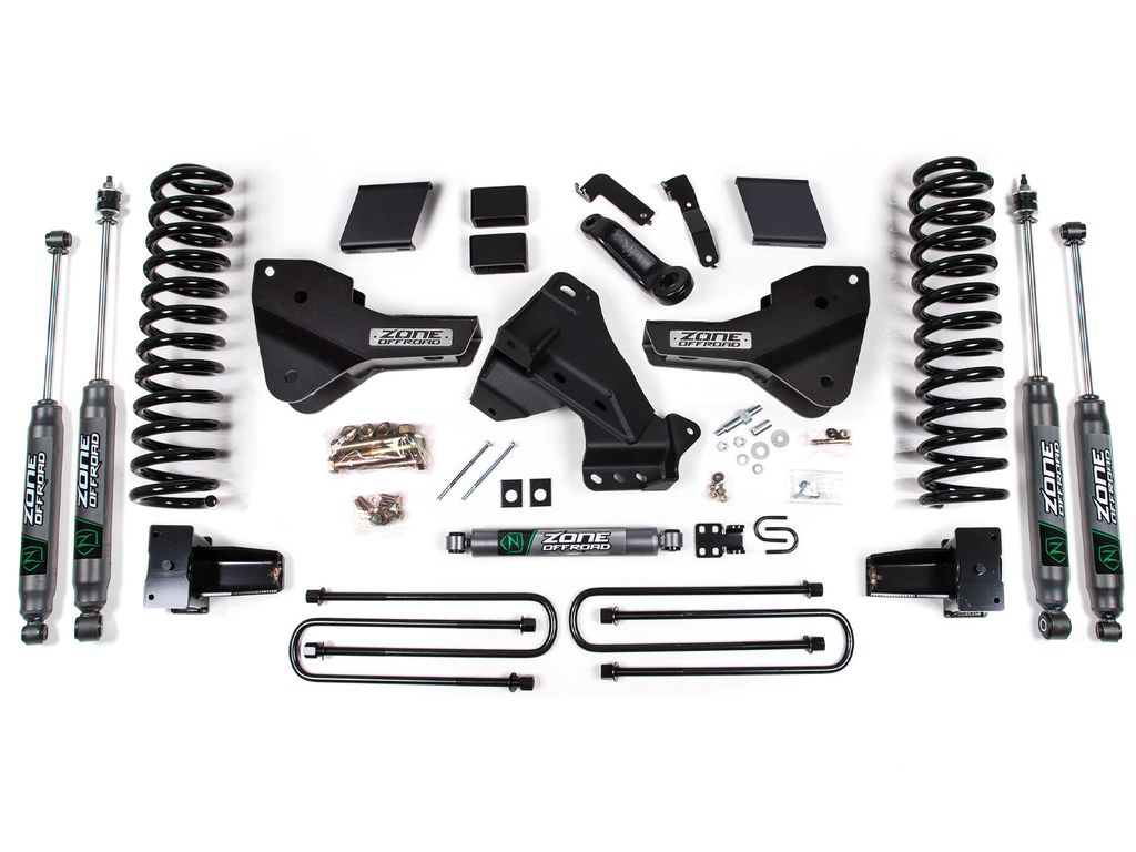 ZORF145N 5 in. Radius Arm Drop Suspension Lift Kit with 3 in. Rear Block Gas Nitro Front & Rear Shocks for 2023C F350 DRW 4WD
