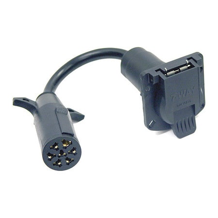 7-Way Round to 7-Way Flat Trailer Connector Adapter - Prewired 3 Inch Connection