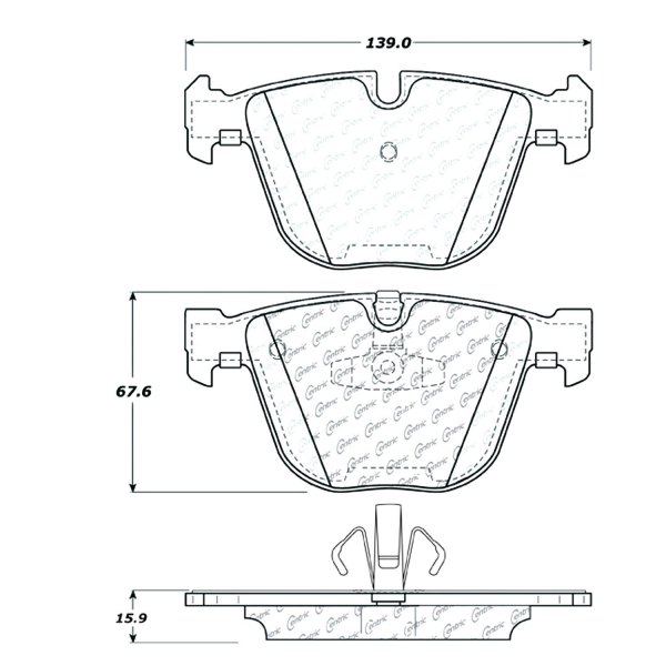 CEN104.09191 Posi Quiet Semi-Metallic Rear Disc Brake Pads with Hardware