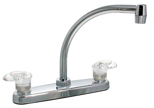 PF221302 Kitchen Faucet, 8 in. Hi-Arc, 2 Lever, 0.25 Turn, Plastic, Chrome