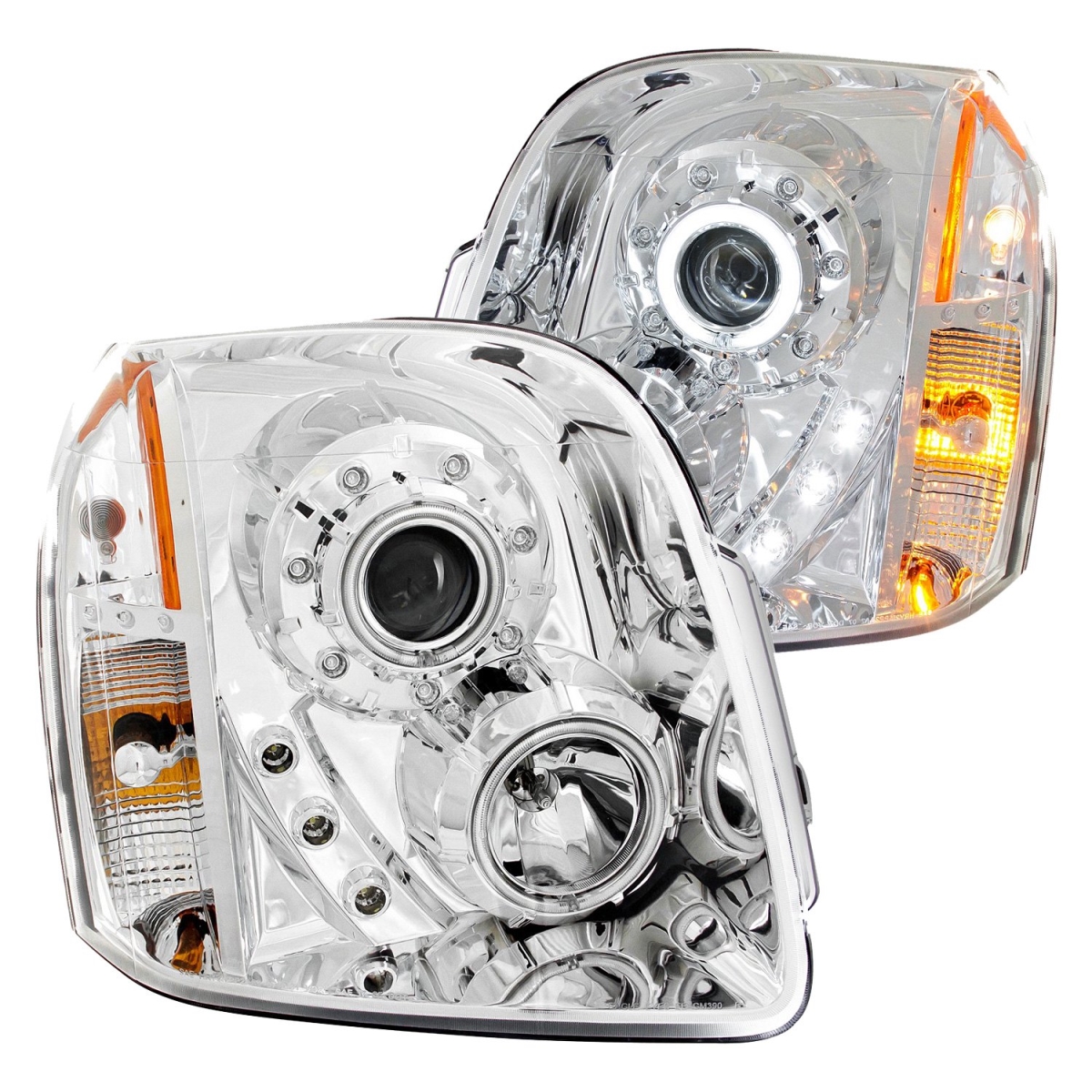 Picture of Anzo USA 111147 07-14 Yukon & Yukon XL & Denali Projector Halo CCFL Headlight&#44; Chrome&#44; Clear & Amber