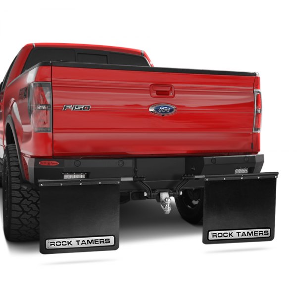 Picture of Rock Tamers RTA00108 2 in. Hub Mud Flap System with Stainless Steel Trim Plates&#44; Matte Black