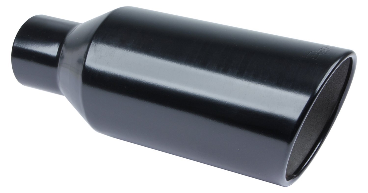 PYPEVT407B 4 x 7 x 18 in. Rolled Bolt on Tail Pipe Tip, Black