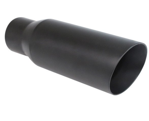 DTEDT-25038DWBK 12 in. Black Powder Coated Series Round Angle Cut Weld-On Double Wall Exhaust Tip
