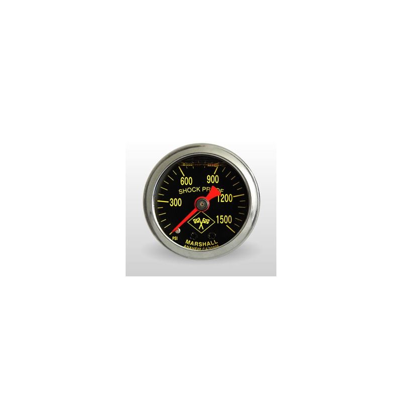 0-1500 PSI In-Dash Filled Pressure Gauge, Black&Yellow