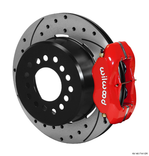 Forged Dynalite Pro Series Rear Parking Brake Kit - Red - Drilled Rotor