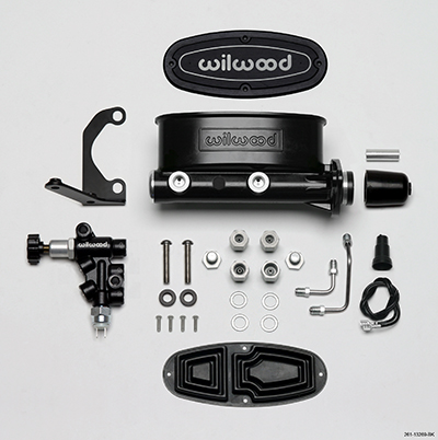 1 in. Bore Aluminum Tandem Master Cylinder Kit with Bracket & Proportioning Valve, Black