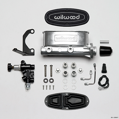 1 in. Bore Aluminum Tandem Master Cylinder Kit with Bracket & Proportioning Valve Ball Burnished