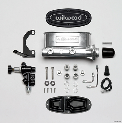1.25 in. Bore Aluminum Tandem Master Cylinder Kit with Bracket & Proportioning Valve - Ball Burnished