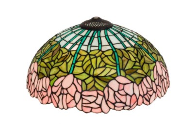 10657 7.75 x 16 in. Cabbage Rose Shade Lamp - Purple, Blue & Pink
