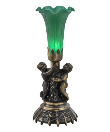 Picture of Meyda Tiffany 11026 13 x 5 in. High Green Twin Cherub Pond Lily Mini Lamp