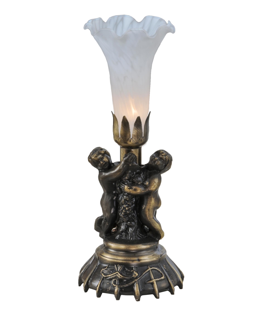 Picture of Meyda Tiffany 11031 13 x 5 in. High White Twin Cherub Pond Lily Mini Lamp