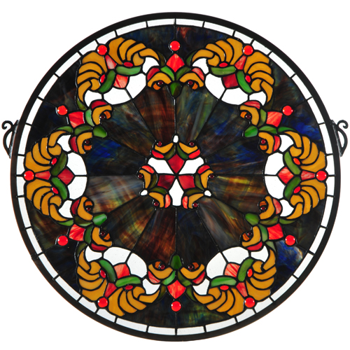 Medya 127106 18 x 18 in. Middleton Stained Glass Window, Ruby, Green & Blue