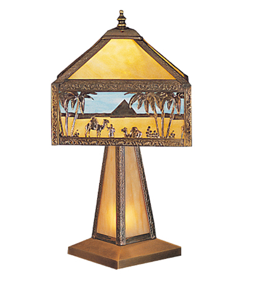 200206 19.5 in. Wide Camel Mission Accent Lamp - Beige Lite Blue