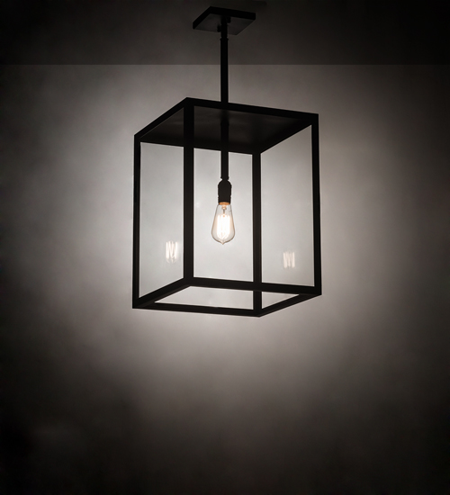 193802 18 in. Square Quadrato Pendant, Black & Clear