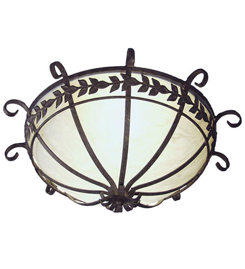 120780 24 in. Florentine Flushmount, Whitestone Idalight Pompeii Gold Finish