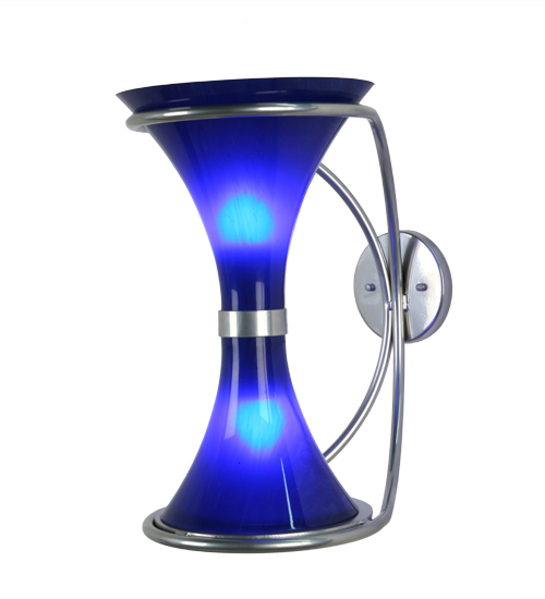 121543 10 in. Chronos 2 Light Wall Sconce, Blue Idalight Chrome