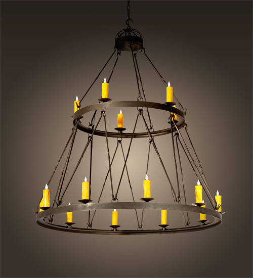 204942 60 in. Lakeshore Two Tier Chandelier, 15 Light
