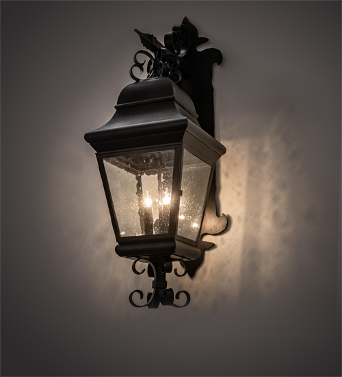 210564 11 in. Vincente Lantern Wall Sconce, Clear Seeded Glass Blackwash