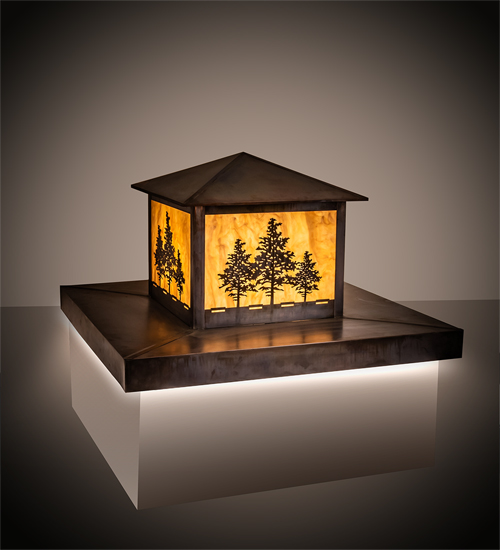 212322 42 in. Square Tamarack Pier Mount, Travertine Idalight Vintage Copper
