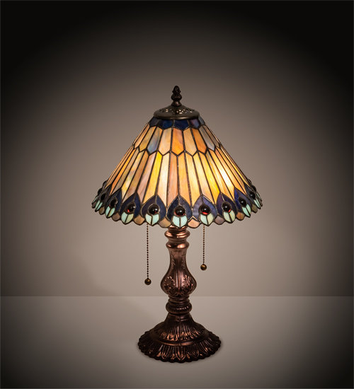 Picture of Meyda Tiffany 217002 19 in. High Tiffany Jeweled Peacock Accent Lamp, Multi Color