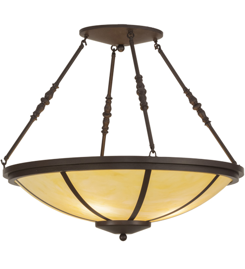 146575 30 in. Commerce LED Semi-Flushmount, Sunflower, Beige & Clear