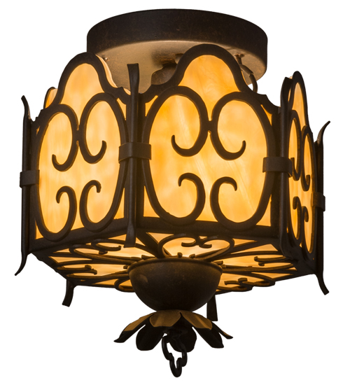 10.5 in. Radha Semi-Flushmount, Chocolate & Beige