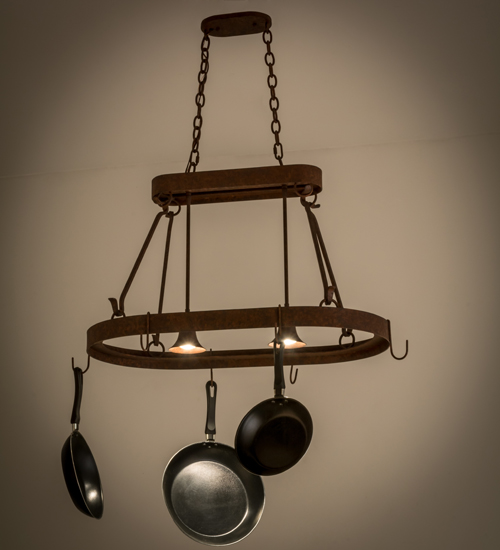 120183 32 in. Harmony 2 Light Pot Rack, Red Rust