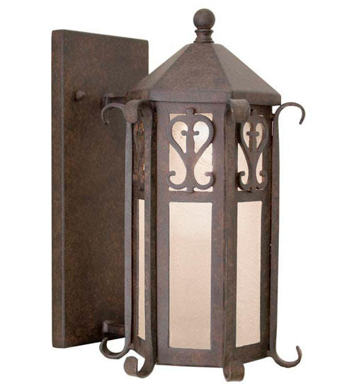 120187 9 in. Caprice Lantern Wall Sconce, Chocolate, Frost & Seedy