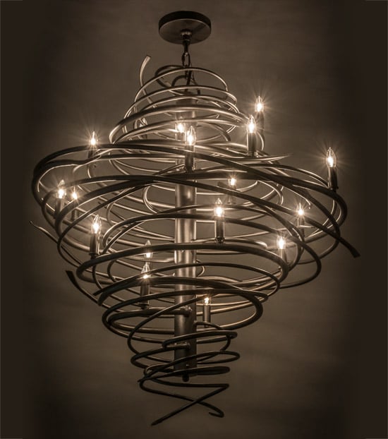 162308 36 in. Cyclone 18 Light Chandelier, Pewter Finish