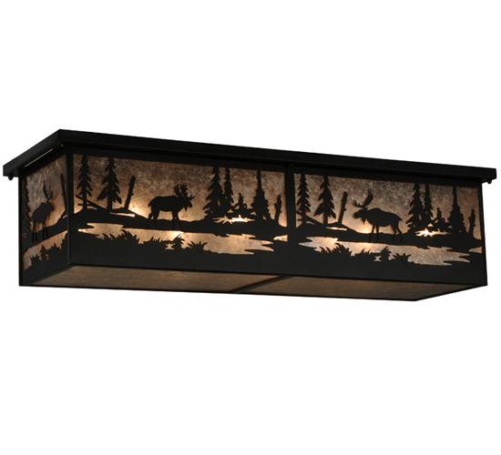 136275 44 in. Moose at Lake Flushmount, Black & Silver Mica
