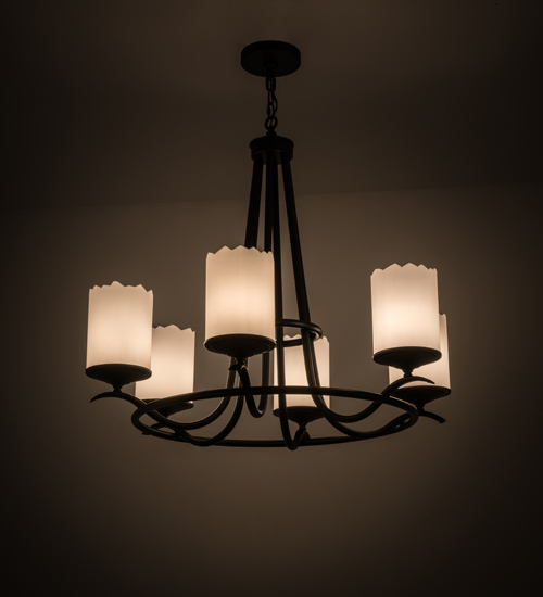 165443 36 in. Octavia 6 Light Chandelier, White, Black & Frost