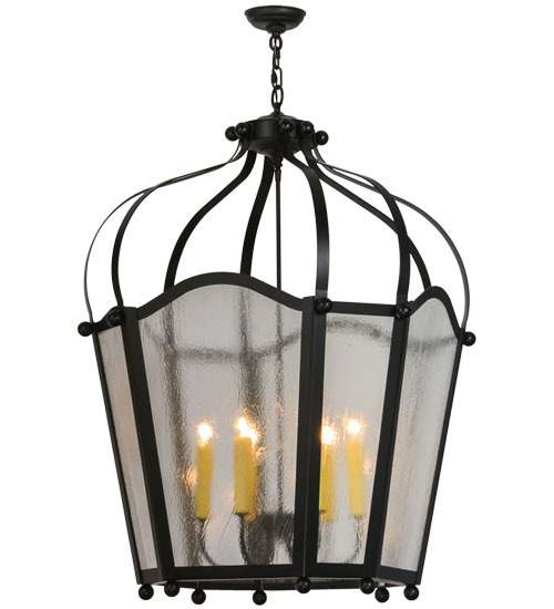 140825 32 in. Citadel 6 Light Pendant, Black, Clear & Seedy