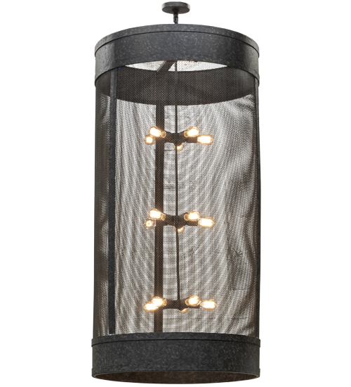 153274 36 in. Cilindro Cage 15 Light Pendant, Chocolate & Beige