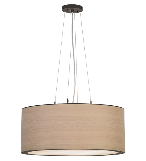 153283 24 in. Cilindro White Oak Veneer Pendant, White