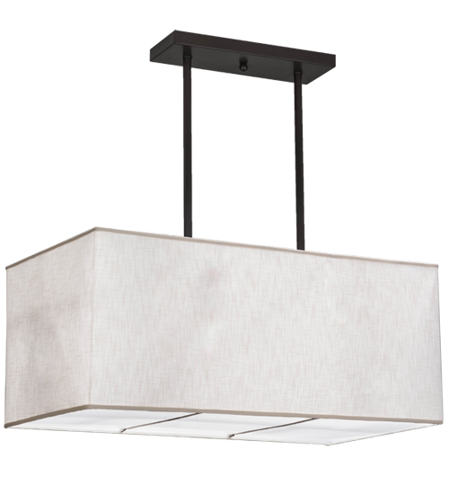 154158 42 in. Quadrato Linear Oblong Pendant, Beige & White