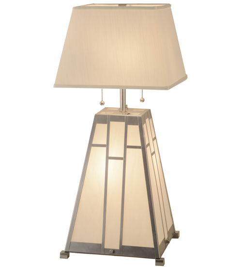 154830 31 in. Double Bar Mission Table Lamp, White