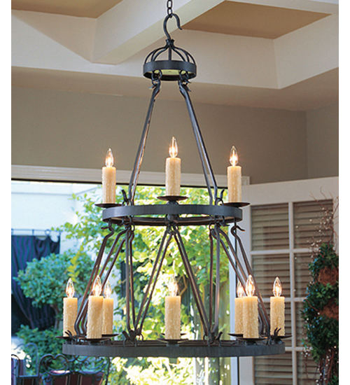 115287 36 in. Lakeshore 12 Light Two Tier Chandelier